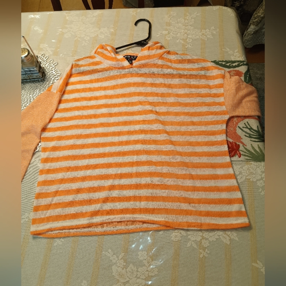 Orange and White Striped Long Sleeve Tee